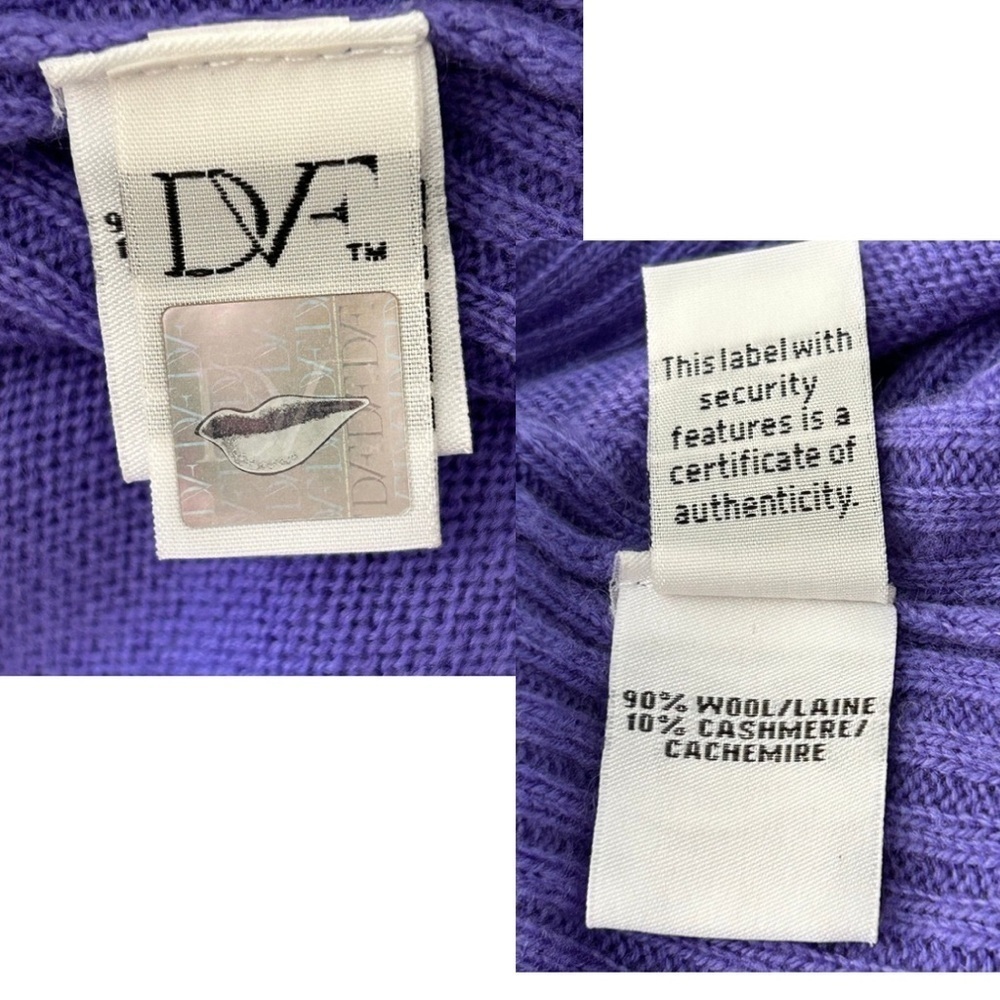Diane Von Furstenberg High Neck Wool/Cashmere Lavender Tunic Sweater Size XS - Picture 8 of 14
